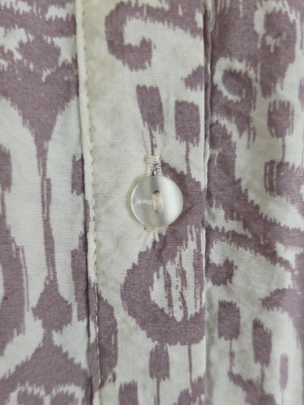 Fred David Women's 2X Ivory Taupe Ikat Print Blouse 3/4 Sleeve Split Neck Plus S - Picture 8 of 12